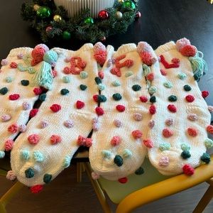 Anthropologie Pom Pom Christmas stocking